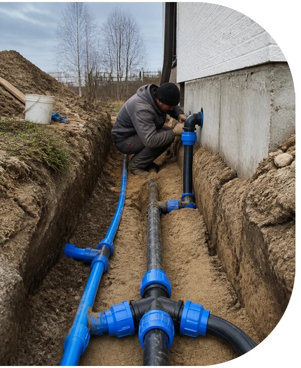 Монтаж наружного водопровода на участке под ключ в Заинске